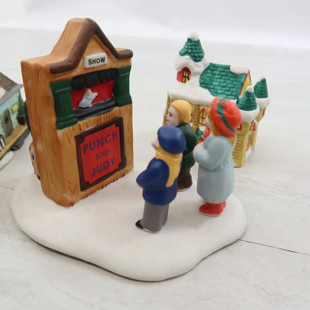 Christmas Village Figurines Lot of 5 Church Building Flowers Horse Carriage Show